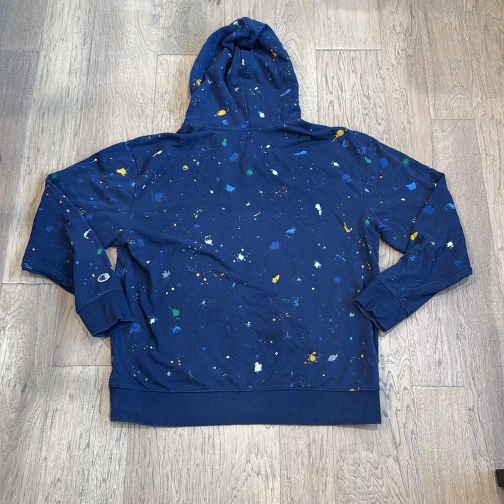 EUC CHAMPION Men's Slim-Fit Global Explorer Quarter-Zip Paint Splatter Hoodie L - Picture 8 of 9